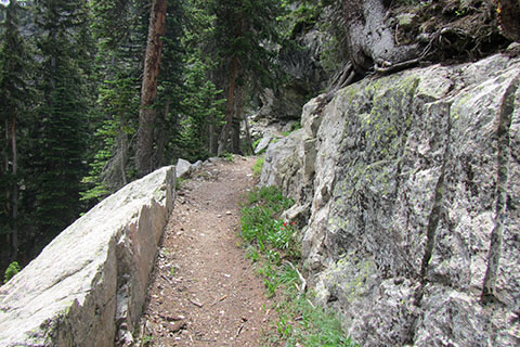 Trail was cut through rock