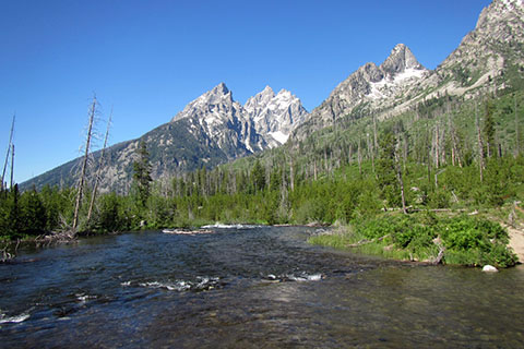 Mountains over a creek
