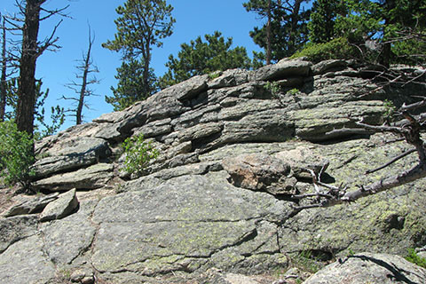 rock outcropping near the trail