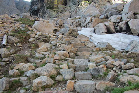Stone steps climb toward Timberline Falls