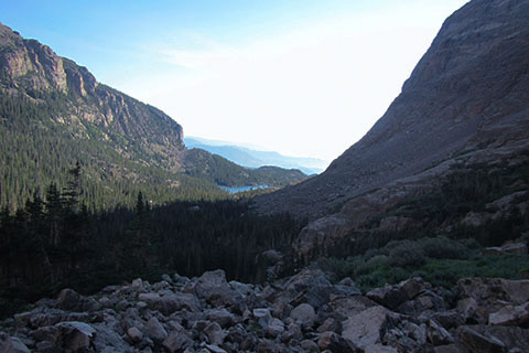 View from near Timberline Falls down Loch Vale toward The Loch