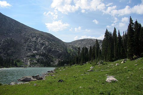 view from the boulder on the west side of Timber Lake