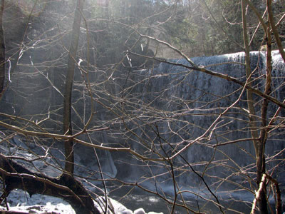 Ranger Falls with ice  on the sides
