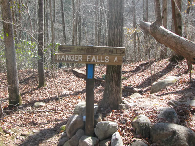 Ranger Falls trail junction sign