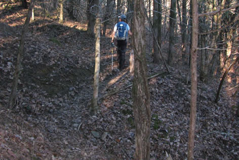 gulleys perpendicular to the trail