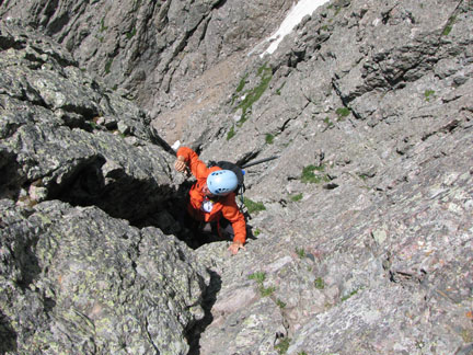 Amy climbing on Columbia