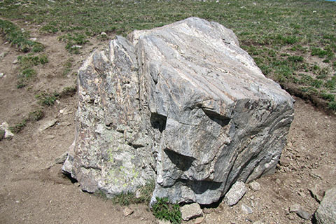 lone boulder next to the trail