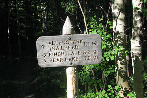 Trail sign at Allenspark junction
