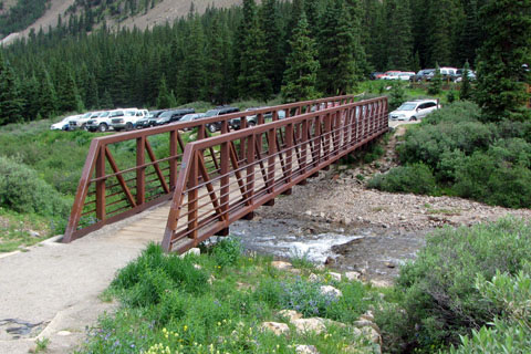 Grays Peak Trailhead, bridge crossing creek