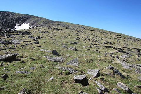 the slope above the saddle