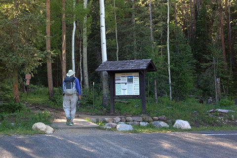 hiker near the Green Mountain Kiosk